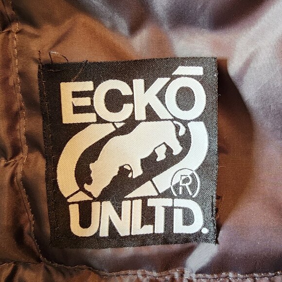 ECKO UNLTD. HOODIE FULL ZIP PUFFER JACKET BLACK/GREY MARBLED Y2K Vintage SZ 4XL - Picture 7 of 7